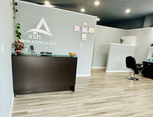 Reception area inside Ash Threading & Spa